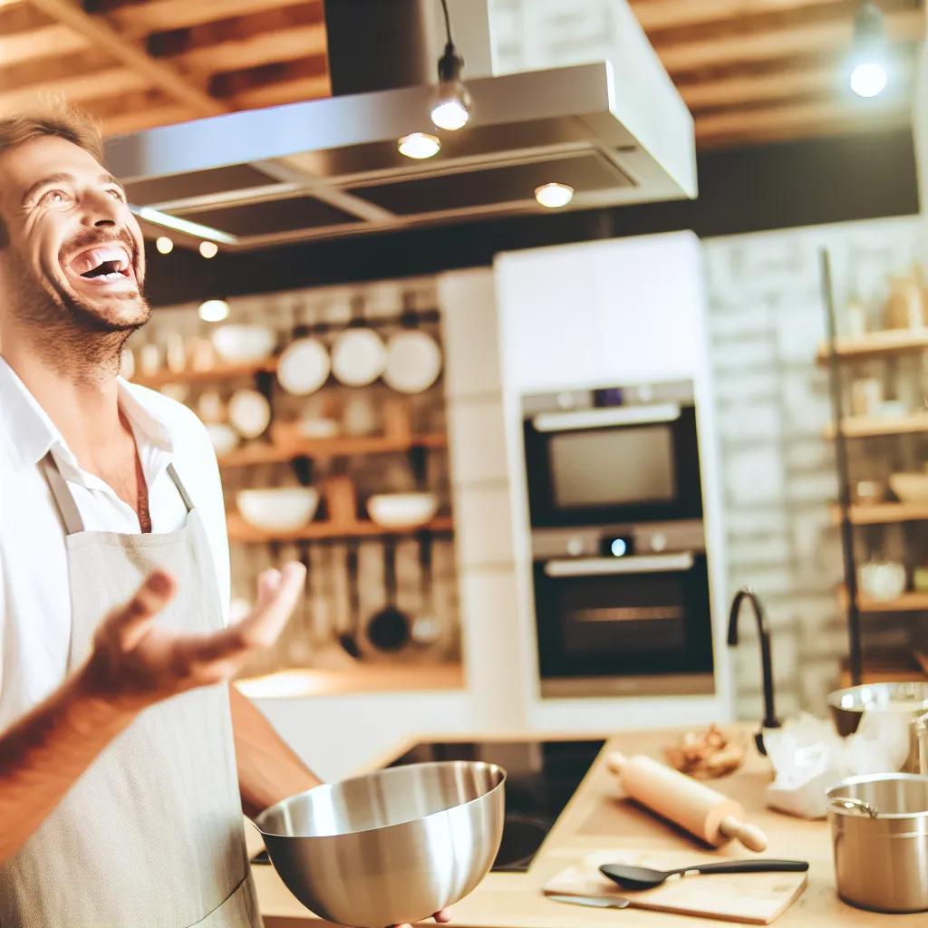 Happy client in curated kitchen